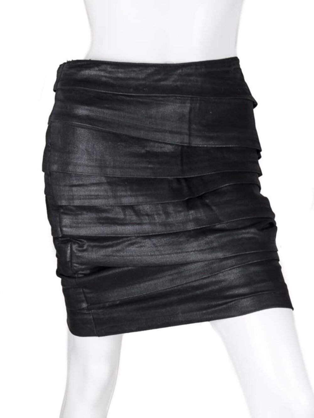 7 For all Mankind Black Coated Denim Skirt Y2K Indie Sleaze Minimalist Biker